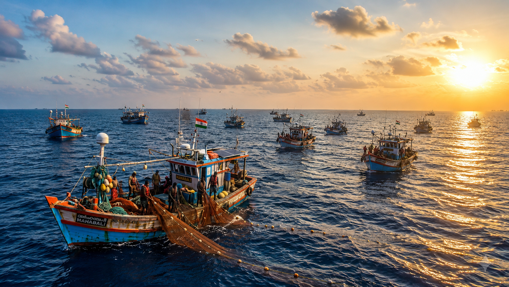 SagarSathi fishing boats at sea